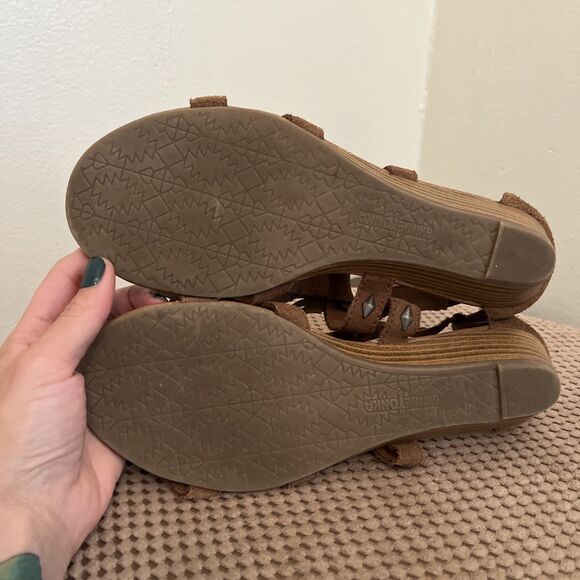 Minnetonka Merriam Leather Fringe Sandal Women's Boho Mini Wedge Size 7 - Picture 6 of 6